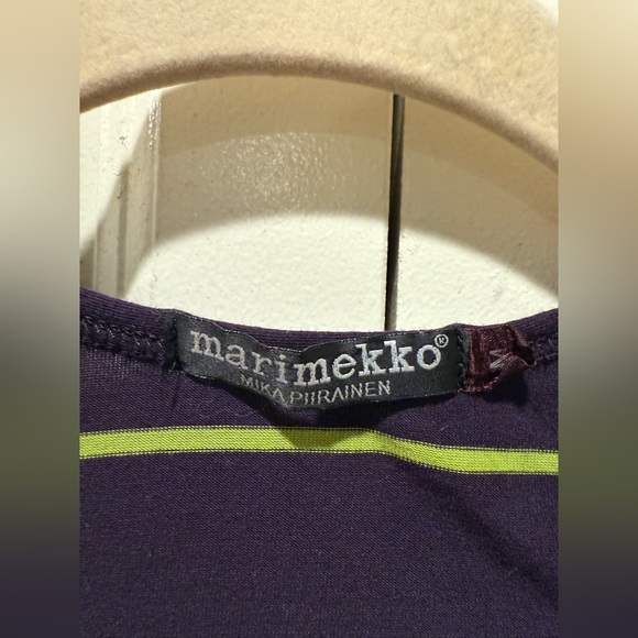 Marimekko Mika Piirainen Cotton Tank Swing Midi Dress Purple/Green Striped, M - Picture 7 of 9